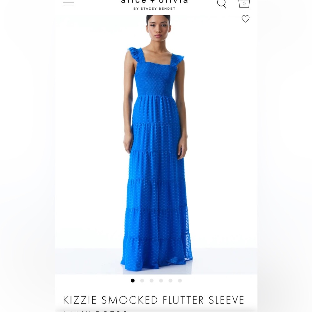 Alice + Olivia Electric Blue Swiss Dot Maxi Dress - Picture 3 of 16